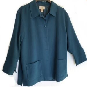 Nordstrom Car Coat Shacket Women's Dusty Blue Long Sleeve Button Cuffs Size M